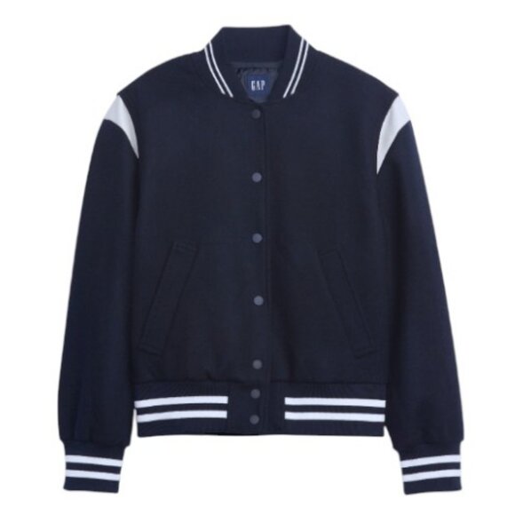 Gap navy blue and white wool blend varsity jacket size XS - Picture 3 of 8